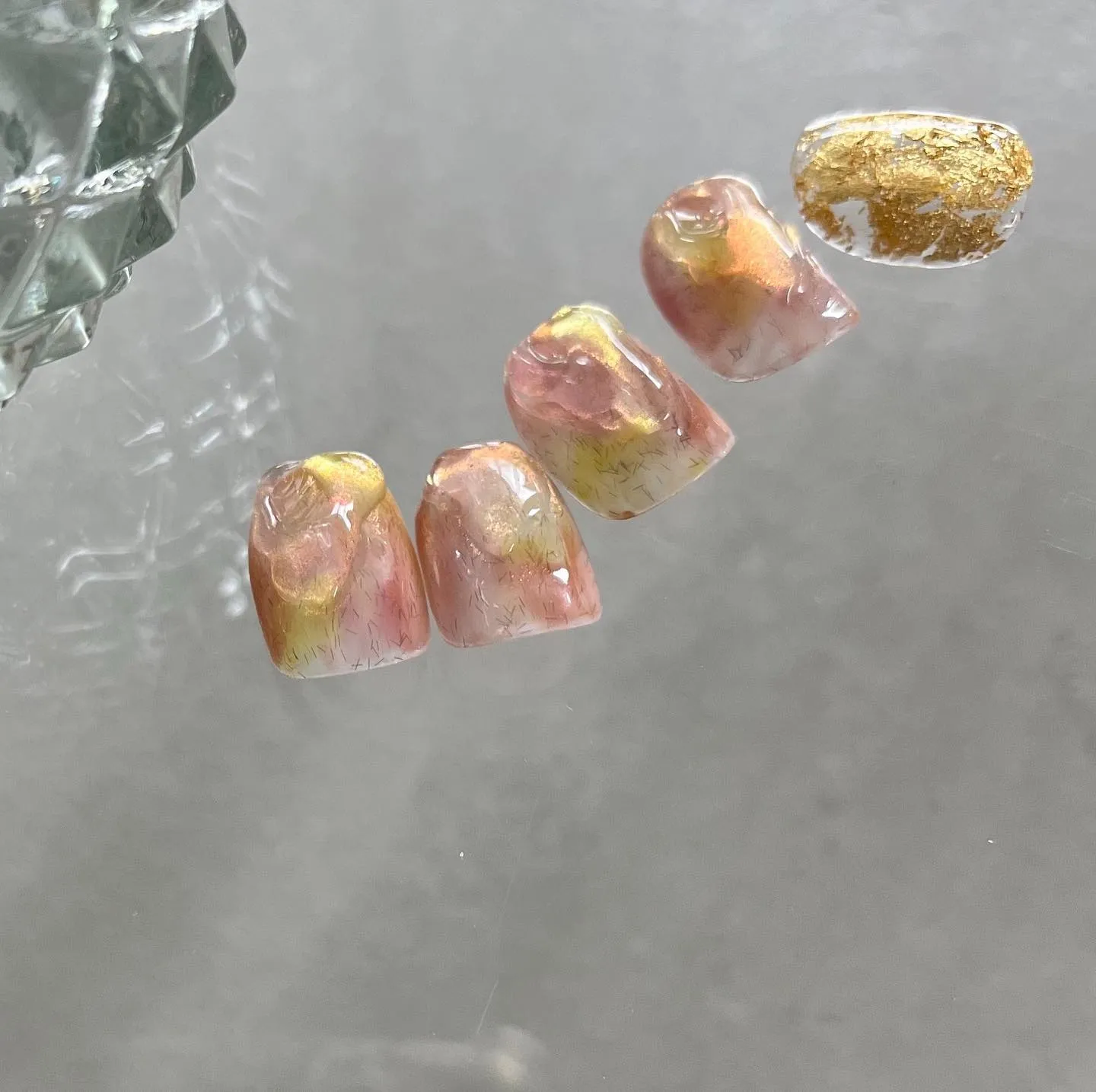 【横浜│港南区│日限山】夏ネイル×桃デザイン♪♪ピンクニュア...