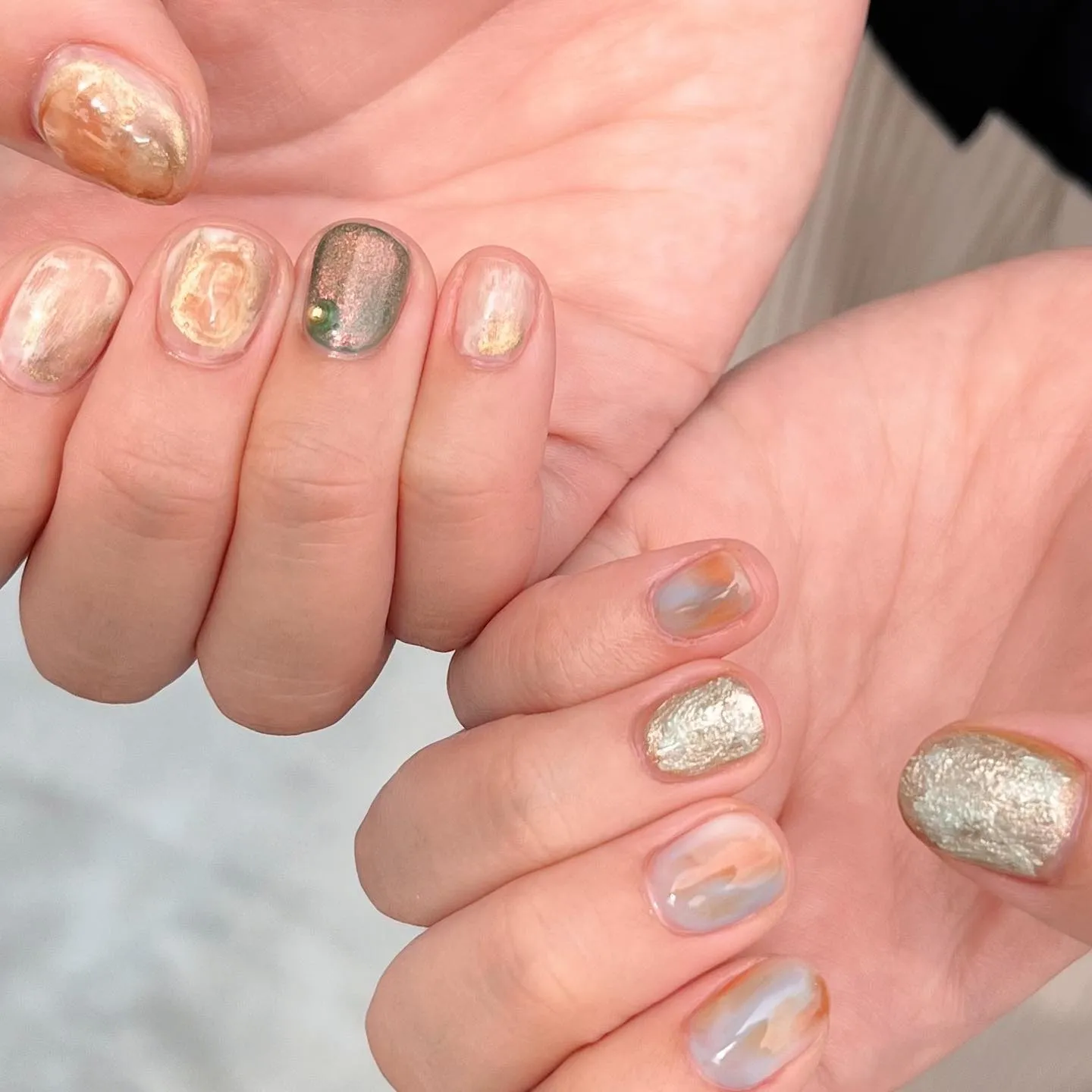 【横浜│港南区│日限山】ショートニュアンスネイル♪♪質感ツヤ...