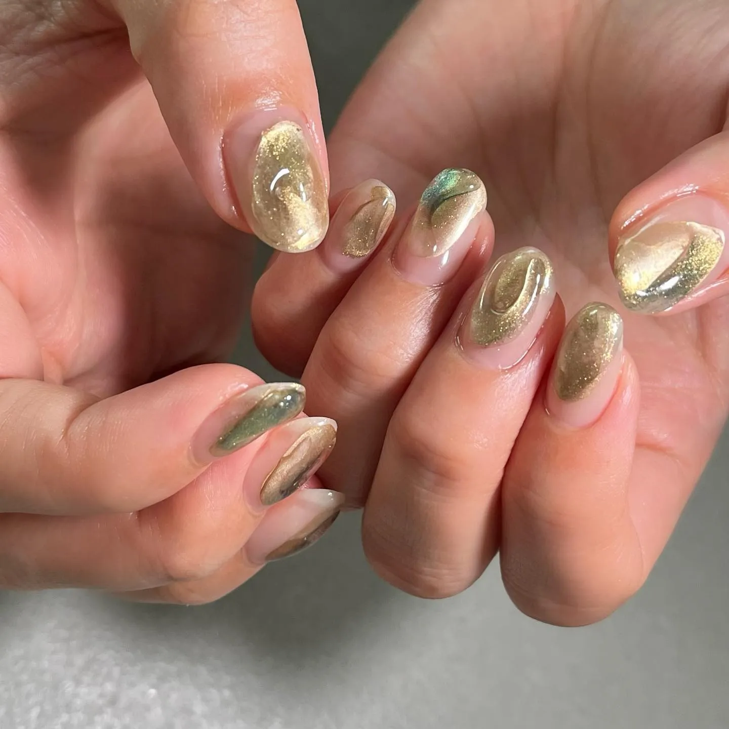 【横浜│ニュアンスネイル│プライベートサロン】ゴールド×凹凸...