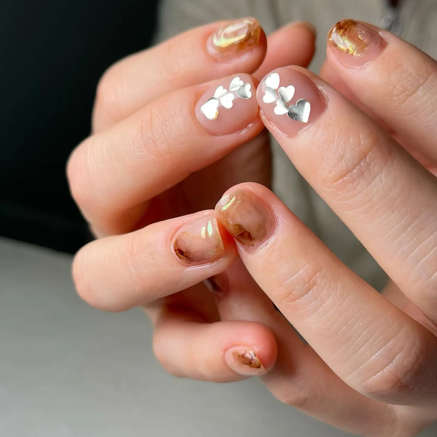 バレンタインハートデザイン♡ショートネイル│横浜ニュアンスネ...