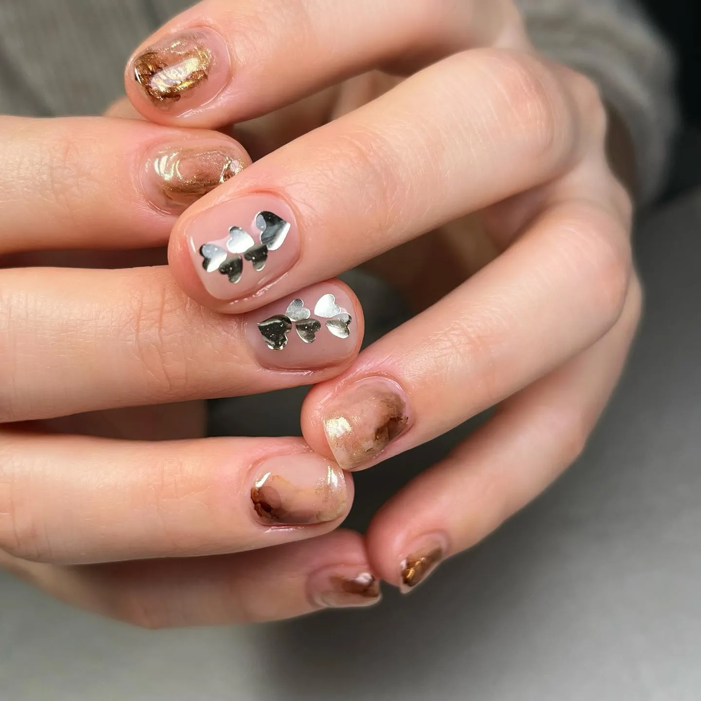 バレンタインハートデザイン♡ショートネイル│横浜ニュアンスネ...