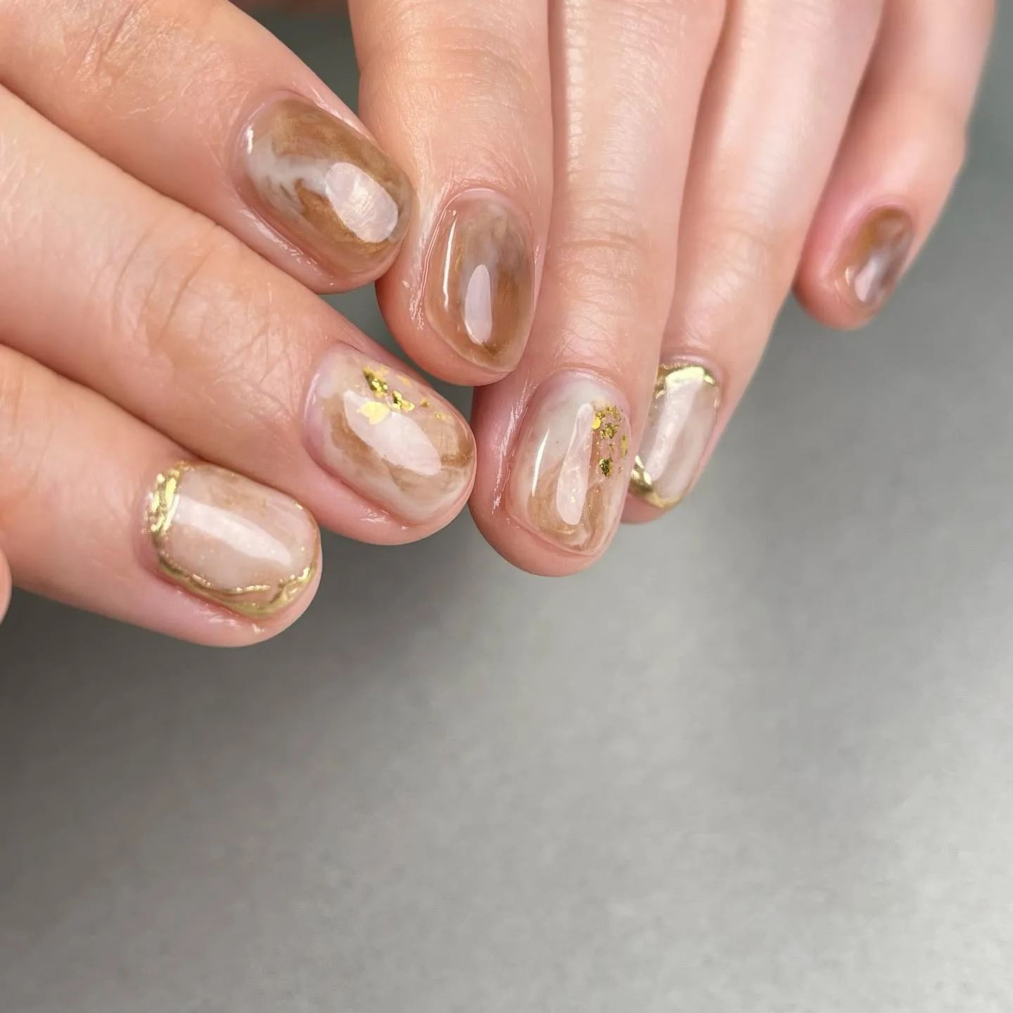 ブライダルネイル♡brown×gold