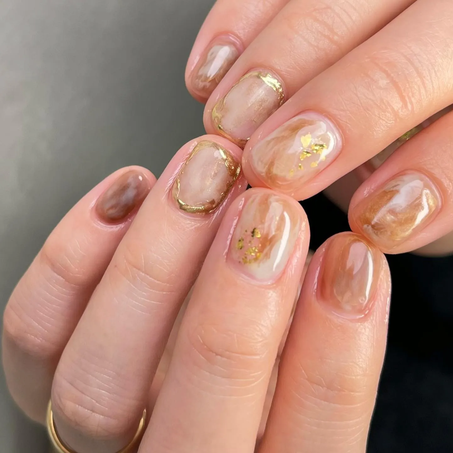 ブライダルネイル♡brown×gold