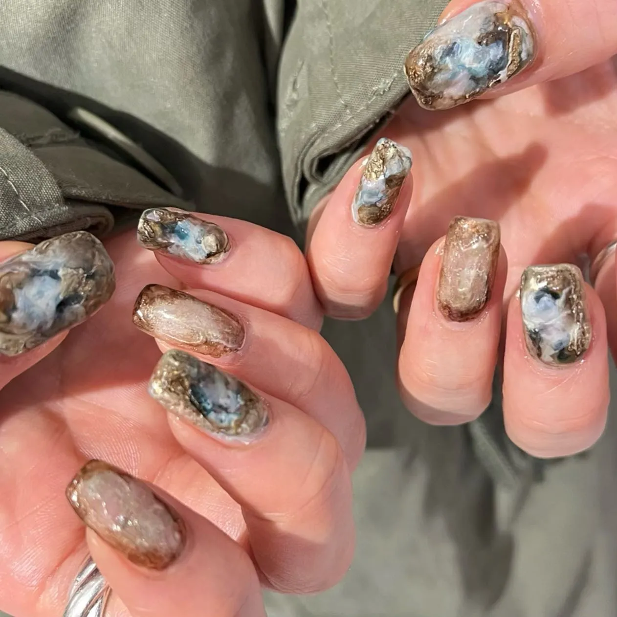 鉱物▪️凹凸デザイン￤横浜ニュアンスネイルサロン