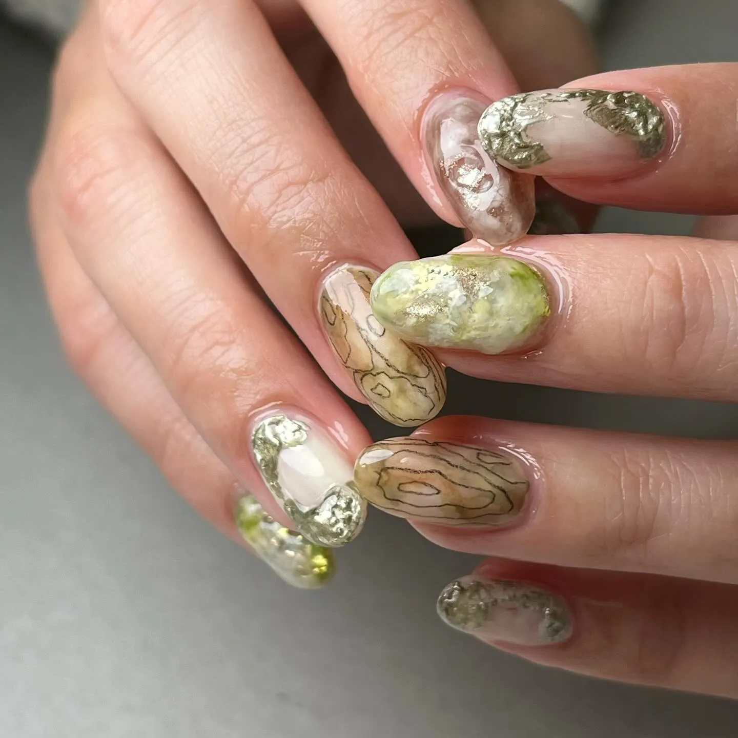DullGreen♡くすみグリーン￤横浜ニュアンスネイルサロ...