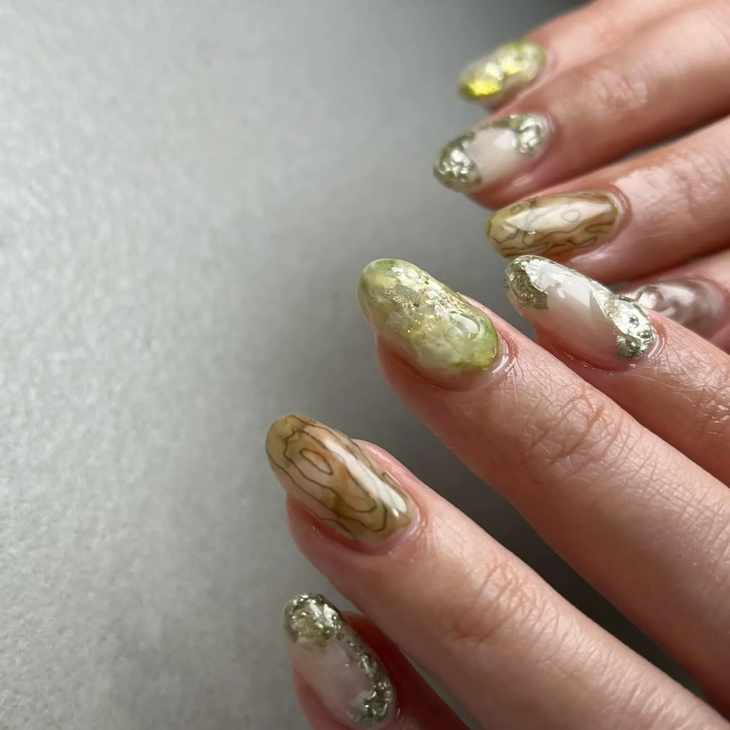 DullGreen♡くすみグリーン￤横浜ニュアンスネイルサロ...