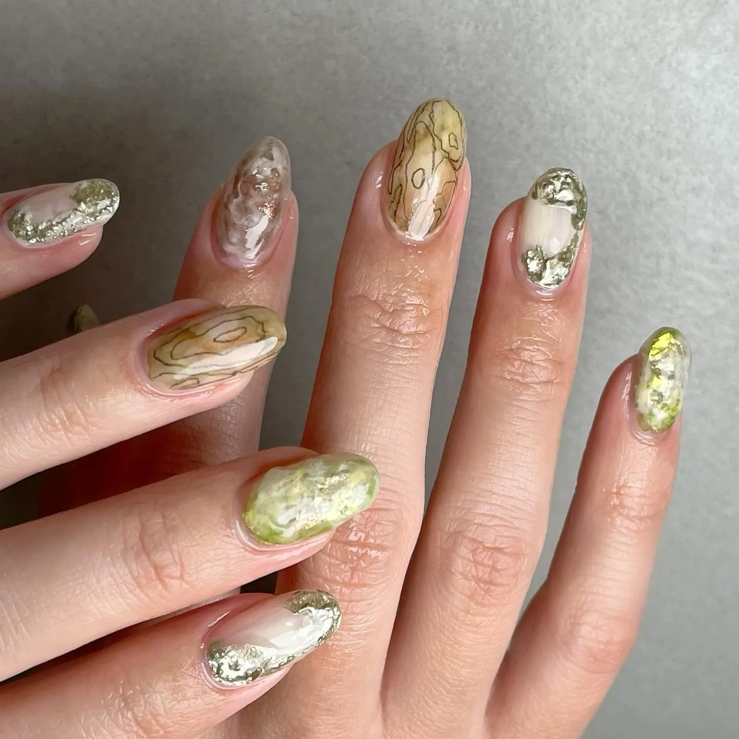 DullGreen♡くすみグリーン￤横浜ニュアンスネイルサロ...