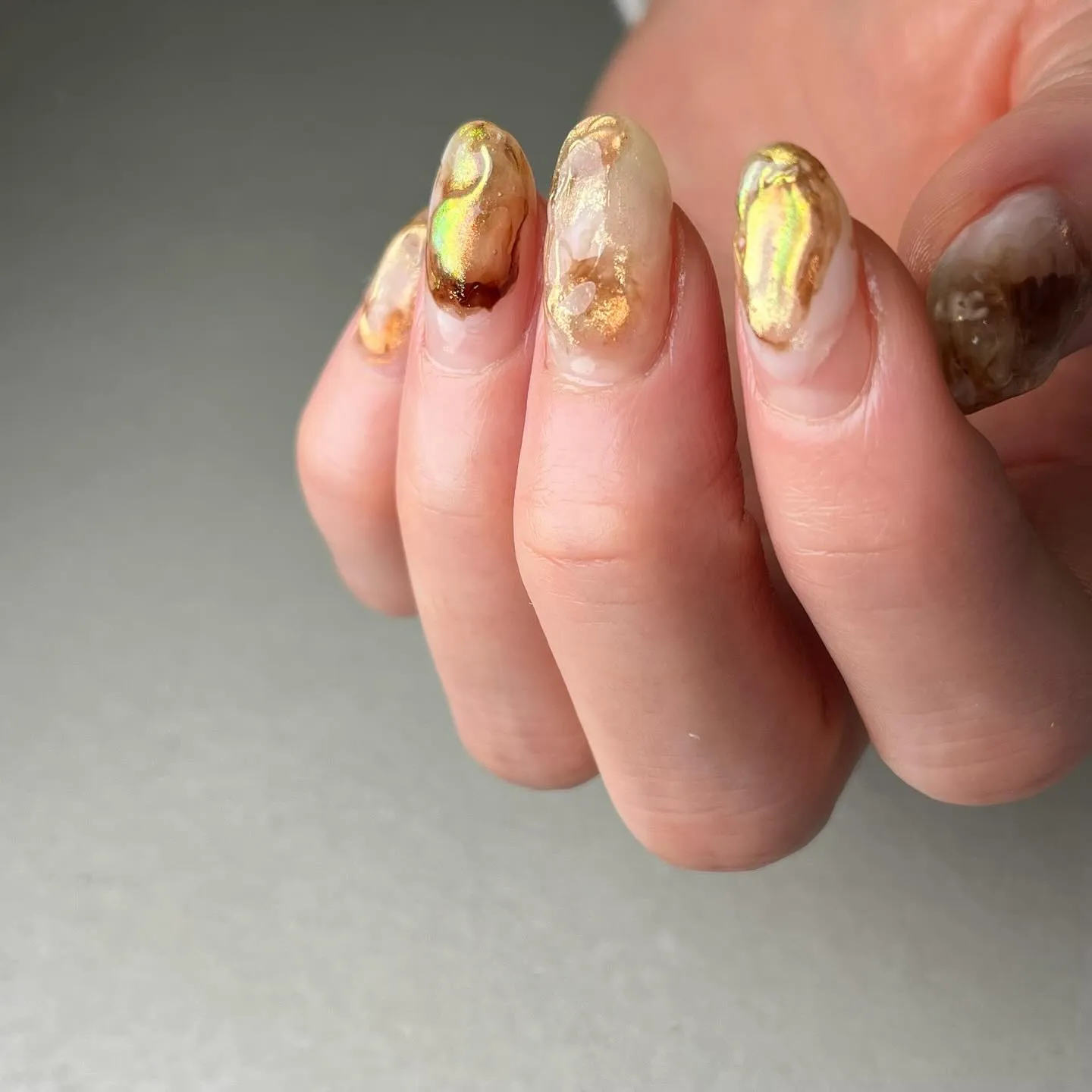 Translucency♡透け感ブラウン￤横浜ニュアンスネイ...