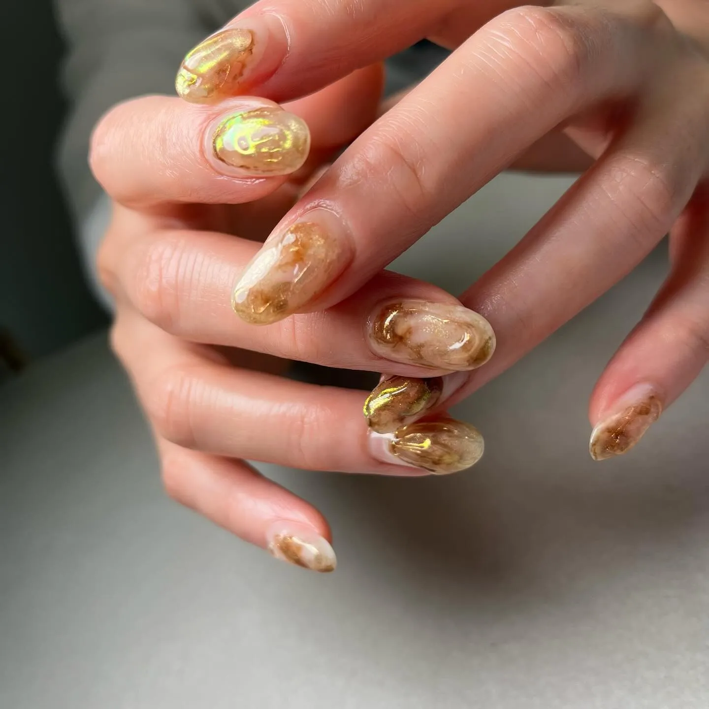 Translucency♡透け感ブラウン￤横浜ニュアンスネイ...