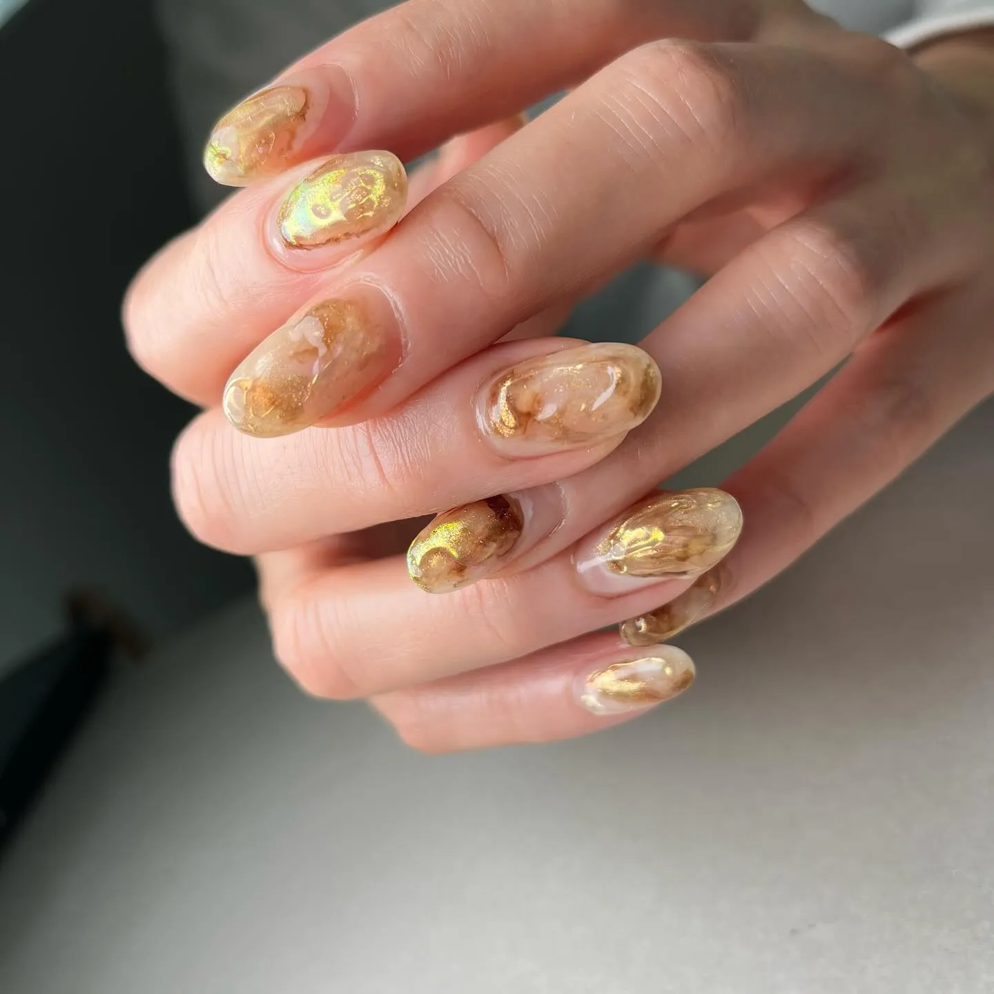 Translucency♡透け感ブラウン￤横浜ニュアンスネイ...