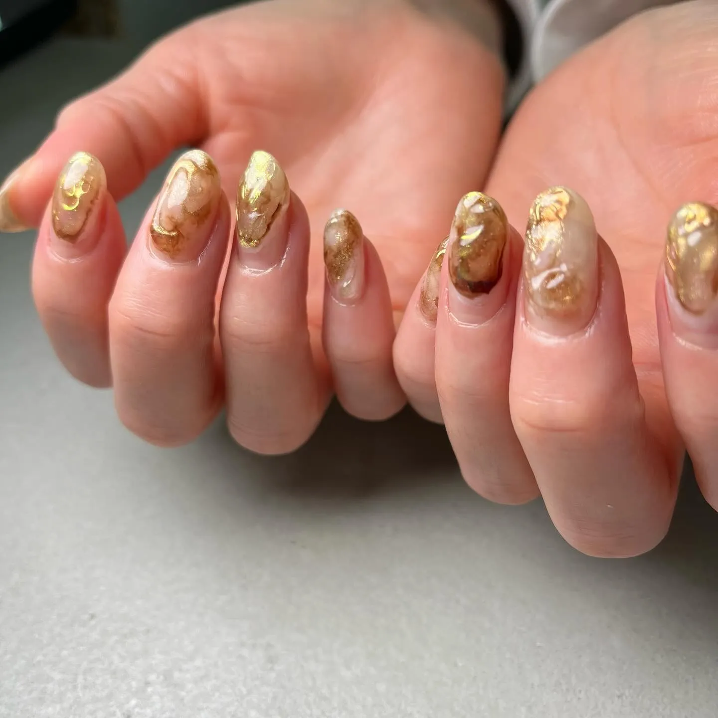 Translucency♡透け感ブラウン￤横浜ニュアンスネイ...